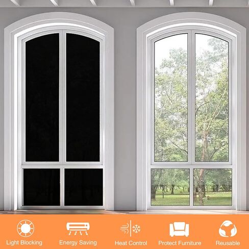 Total Blackout Window Film Removable Privacy Window Static Cling 100% UV Light Sun Blocking Glass Sticker for Kids Room, Black Window Tint Coverings for Day Sleep, Baby Nap Security, 17.7x78.7 inches in Saudi Arabia