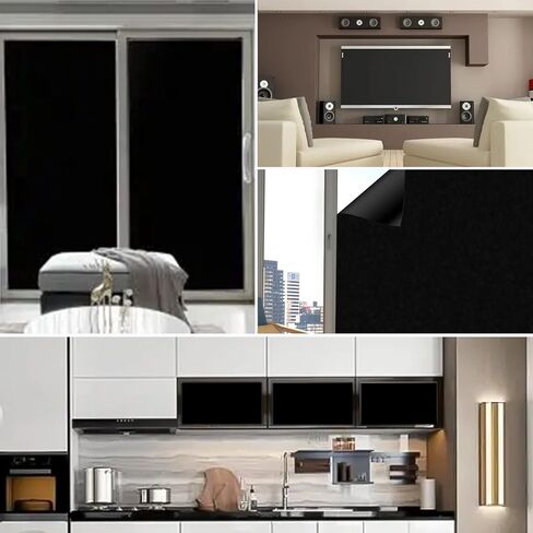 Total Blackout Window Film Removable Privacy Window Static Cling 100% UV Light Sun Blocking Glass Sticker for Kids Room, Black Window Tint Coverings for Day Sleep, Baby Nap Security, 17.7x78.7 inches in Saudi Arabia