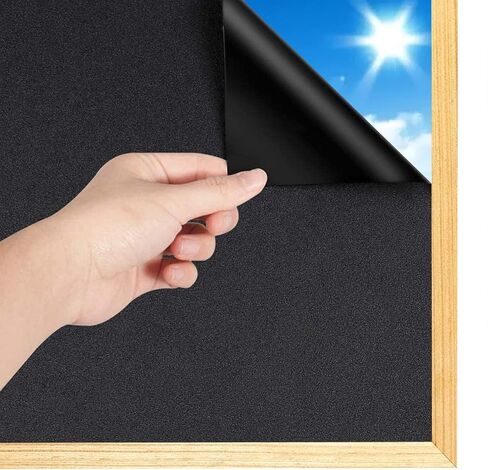 Total Blackout Window Film Removable Privacy Window Static Cling 100% UV Light Sun Blocking Glass Sticker for Kids Room, Black Window Tint Coverings for Day Sleep, Baby Nap Security, 17.7x78.7 inches in Saudi Arabia