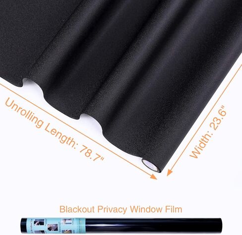Total Blackout Window Film Removable Privacy Window Static Cling 100% UV Light Sun Blocking Glass Sticker for Kids Room, Black Window Tint Coverings for Day Sleep, Baby Nap Security, 17.7x78.7 inches in Saudi Arabia