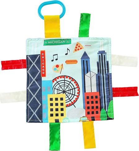 Baby Jack & Co 8x8" Learning Lovey Chicago Illinois Tag Toys for Babies - Baby Crinkle Toys - Soft & Safe - Learn USA Cities and Shapes - Ideal Baby Toy & Gift BPA Free w/ Stroller Clip in Kuwait