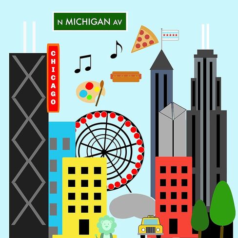 Baby Jack & Co 8x8" Learning Lovey Chicago Illinois Tag Toys for Babies - Baby Crinkle Toys - Soft & Safe - Learn USA Cities and Shapes - Ideal Baby Toy & Gift BPA Free w/ Stroller Clip in Kuwait