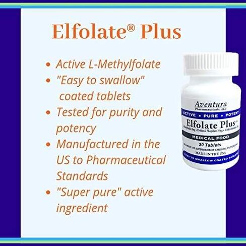 ELFOLATE Plus® 3mg 3 Pack L-Methylfolate Methyl Folate Methylfolate Medical Food Supplement Doctor Recommended Professional Strength Active Pure Potent 30 Tablets in Saudi Arabia