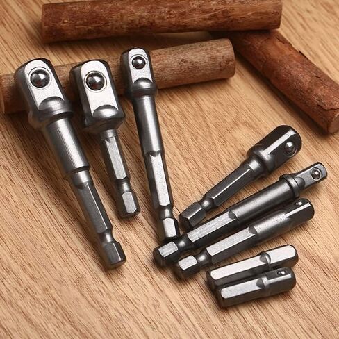 dophee 8Pcs Impact Grade Socket Adapter Set, Square Socket Adapter Bits for Drills, Hex Shank Drill Bits Square Nut Driver Power Extension Bar Set 1/4" 3/8" 1/2" Bits in Saudi Arabia