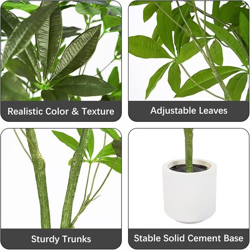 Waoops Artificial Tree 5.3Ft Pachira Macrocarpa Money Tree in Pot Fake Plant Faux Tree for Office Decor Indoor or Outdoor Home Decoration Housewarming Gift in Kuwait