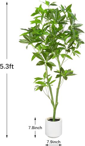 Waoops Artificial Tree 5.3Ft Pachira Macrocarpa Money Tree in Pot Fake Plant Faux Tree for Office Decor Indoor or Outdoor Home Decoration Housewarming Gift in Kuwait