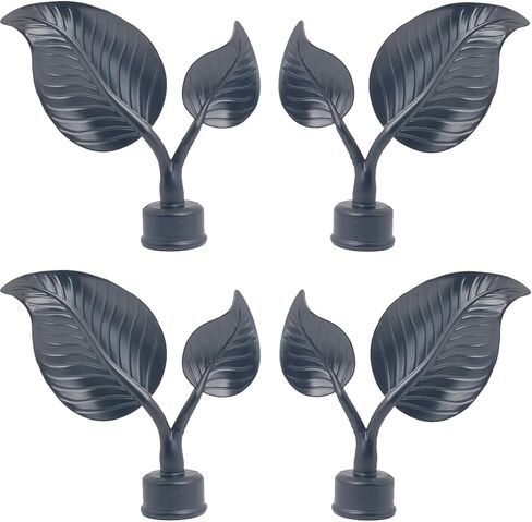 KUASTING 4 قطع قضيب ستارة تيجان غطاء أوراق نهاية أسود من سبائك الألومنيوم غطاء رأس عمود ستائر لعمود ستائر 28 مم أسود (فرع أبيض) in Kuwait