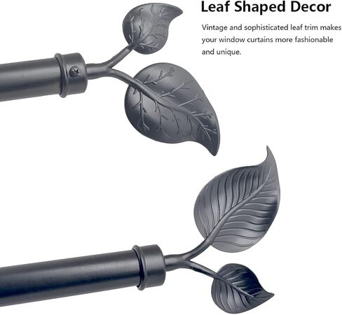 KUASTING 4 قطع قضيب ستارة تيجان غطاء أوراق نهاية أسود من سبائك الألومنيوم غطاء رأس عمود ستائر لعمود ستائر 28 مم أسود (فرع أبيض) in Kuwait