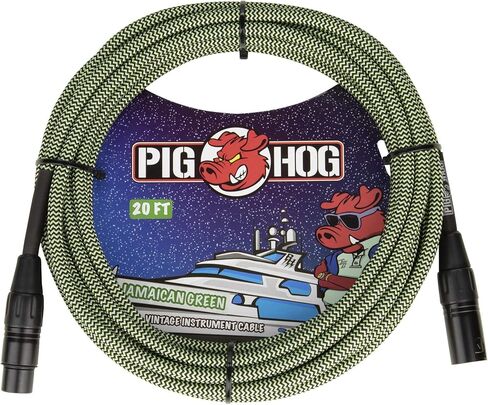 Pig Hog Woven Mic Cable, 20 feet, XLR, Jamaican Green in Saudi Arabia