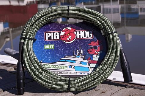 Pig Hog Woven Mic Cable, 20 feet, XLR, Jamaican Green in Saudi Arabia