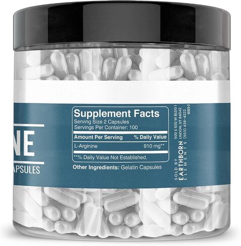 Earthborn Elements L-Arginine Pure & Undiluted, No Additives (200 Capsules) in Saudi Arabia