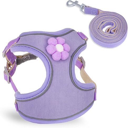 Hariendny Reflective Adjustable Pet Harness, Dog Harness and Leash for Small Medium Dogs, No Pull Step-in Puppy Harness with Breathable Mesh and Quick-Release Buckle for Puppy(S) in Saudi Arabia