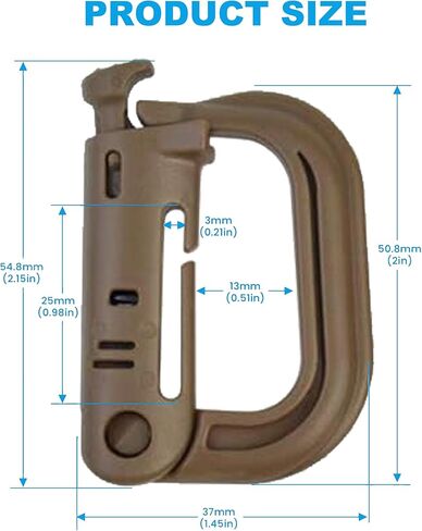 LULUQUEEN 10 Pcs Multipurpose D-Ring Grimlock Locking Hanging Hook Tactical Link Snap Keychain for Molle Webbing in Saudi Arabia