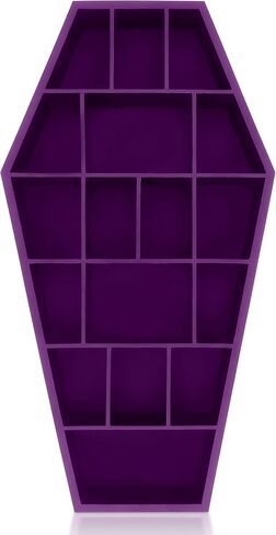 Curio Coffin Shelf - Wooden Goth Decor for Display or Storage of Shot Glasses, Mini Figures, Rocks, and More - 18.5 by 9.5 by 2.75 Inches (Pink) in Saudi Arabia