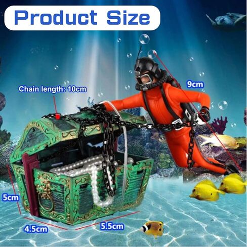 Yunnyp Aquarium Hunter Fish Ornaments,Air Pump Driven Action Treasure Diver Decor in Kuwait