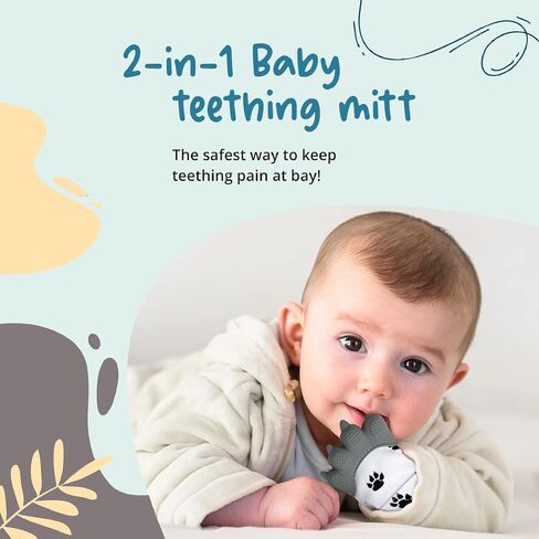Baby Teething Mitten: Realistic Paw Shape, Soft Silicone, Provides Sensory Stimulation and soothes Gums. in Saudi Arabia