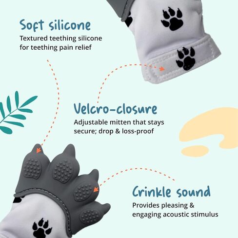 Baby Teething Mitten: Realistic Paw Shape, Soft Silicone, Provides Sensory Stimulation and soothes Gums. in Saudi Arabia