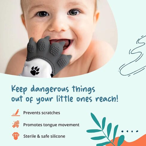 Baby Teething Mitten: Realistic Paw Shape, Soft Silicone, Provides Sensory Stimulation and soothes Gums. in Saudi Arabia