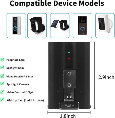 JUBOTY 2 حزم 6040mAh Li-ion 2023 بطارية بديلة جديدة مطورة متوافقة مع Ring-Video Doorbell 2/3/3plus/ 4 كاميرا/كاميرا لاصقة/كاميرا ثقب الباب/كاميرا كشاف بطارية قابلة للشحن in Kuwait