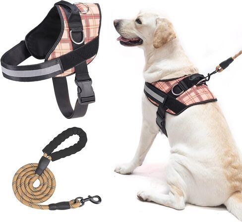 BEAUTYZOO الكلب تسخير للكلاب المتوسطة الكبيرة لا سحب، تسخير الكلب والمقود مجموعة مع مقبض مبطن، لا خنق الخدمة الثقيلة الكلب يسخر سترة حجم M L XL، عاكس سترة تسخير قابل للتعديل in Kuwait