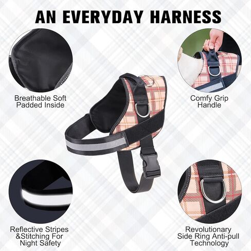 BEAUTYZOO الكلب تسخير للكلاب المتوسطة الكبيرة لا سحب، تسخير الكلب والمقود مجموعة مع مقبض مبطن، لا خنق الخدمة الثقيلة الكلب يسخر سترة حجم M L XL، عاكس سترة تسخير قابل للتعديل in Kuwait