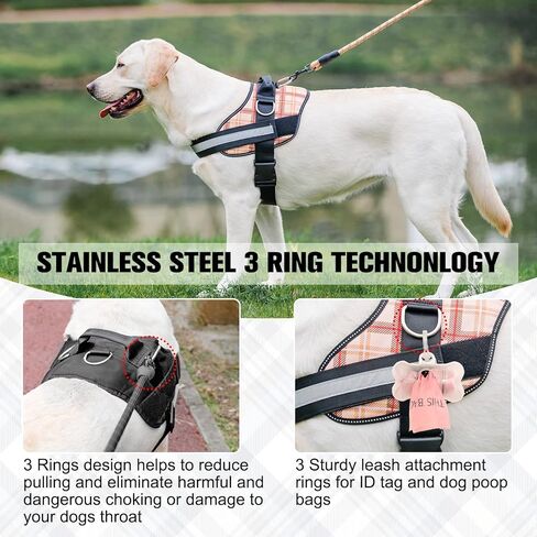BEAUTYZOO الكلب تسخير للكلاب المتوسطة الكبيرة لا سحب، تسخير الكلب والمقود مجموعة مع مقبض مبطن، لا خنق الخدمة الثقيلة الكلب يسخر سترة حجم M L XL، عاكس سترة تسخير قابل للتعديل in Kuwait
