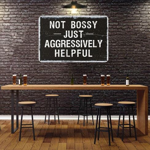 علامة القصدير المعدنية غير المتسلطة فقط مفيدة بشكل عدواني، ملصق ساخر مضحك للمنزل والمكتب والمطاعم والمقاهي وغرفة النوم والحانات والحانة ورجل الكهف ولوحة ديكور الحائط مقاس 12 × 8 بوصة in Kuwait