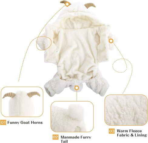 زي Queenmore للهالوين للكلاب الصغيرة، معطف بغطاء للرأس من الصوف الناعم للحيوانات الأليفة، زي ماعز الرنة لعيد الميلاد للكلاب الصغيرة، الشيواوا، اليوركشاير، كلب صغير طويل الشعر، كلاب بودل الشاي (بني، M) in Kuwait