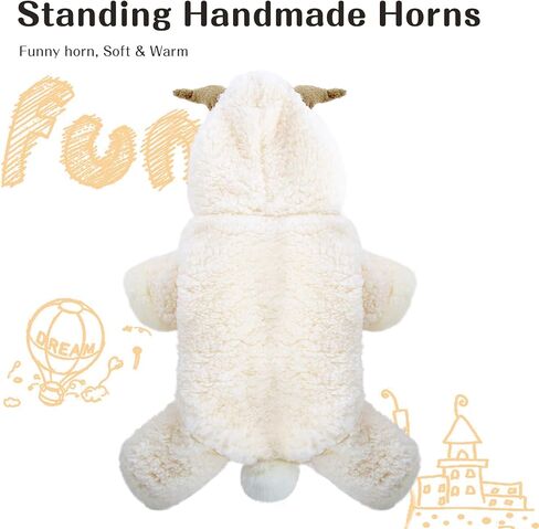 زي Queenmore للهالوين للكلاب الصغيرة، معطف بغطاء للرأس من الصوف الناعم للحيوانات الأليفة، زي ماعز الرنة لعيد الميلاد للكلاب الصغيرة، الشيواوا، اليوركشاير، كلب صغير طويل الشعر، كلاب بودل الشاي (بني، M) in Kuwait