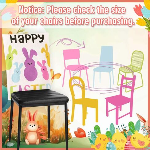 Whaline 4Pcs Happy Easter Chair Covers Cute Cartoon Bunny Pattern Seat Cover Washable Colorful Rabbit Dinning Chair Slipcovers Protector for Spring Holiday Home Kitchen Decor in Saudi Arabia