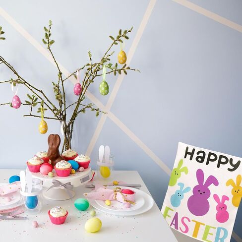 Whaline 4Pcs Happy Easter Chair Covers Cute Cartoon Bunny Pattern Seat Cover Washable Colorful Rabbit Dinning Chair Slipcovers Protector for Spring Holiday Home Kitchen Decor in Saudi Arabia