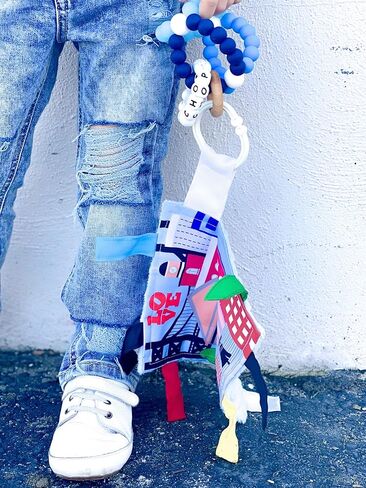 Baby Jack & Co 8x8" Learning Lovey Philadelphia Pennsylvania Tag Toys for Babies - Baby Crinkle Toys - Soft & Safe - Learn USA Cities and Shapes - Ideal Baby Toy & Gift BPA Free w/ Stroller Clip in Kuwait