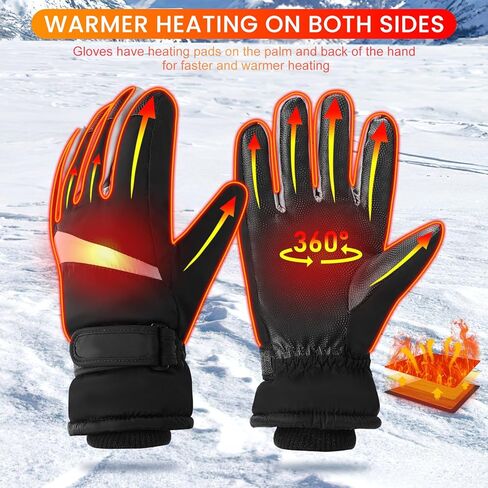 USB Heated Gloves for Men Women, Electric Heated Gloves Ski Gloves Motorcycle Gloves Hand Warmer Temperature Adjustable Windproof Waterproof Laptop Gloves for Camping Fishing Hiking (XL-Black) in Kuwait