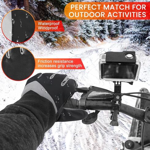 USB Heated Gloves for Men Women, Electric Heated Gloves Ski Gloves Motorcycle Gloves Hand Warmer Temperature Adjustable Windproof Waterproof Laptop Gloves for Camping Fishing Hiking (XL-Black) in Kuwait
