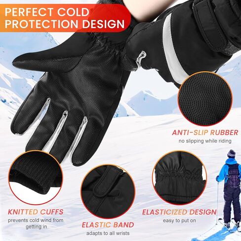 USB Heated Gloves for Men Women, Electric Heated Gloves Ski Gloves Motorcycle Gloves Hand Warmer Temperature Adjustable Windproof Waterproof Laptop Gloves for Camping Fishing Hiking (XL-Black) in Kuwait