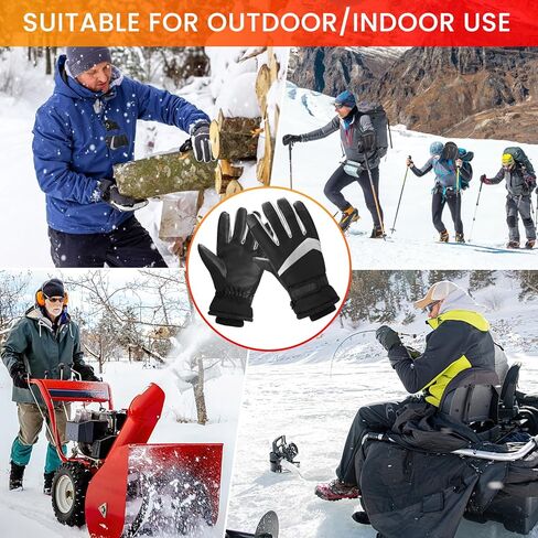 USB Heated Gloves for Men Women, Electric Heated Gloves Ski Gloves Motorcycle Gloves Hand Warmer Temperature Adjustable Windproof Waterproof Laptop Gloves for Camping Fishing Hiking (XL-Black) in Kuwait
