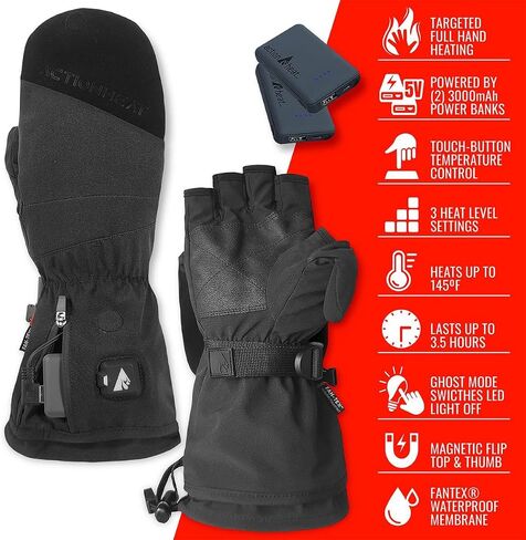 ActionHeat 5V Women's Battery Heated Glomitts – 2-in-1 Mitten Plus Winter Gloves– Battery Operated Gloves – Up to 3.5 Hours Power in Saudi Arabia