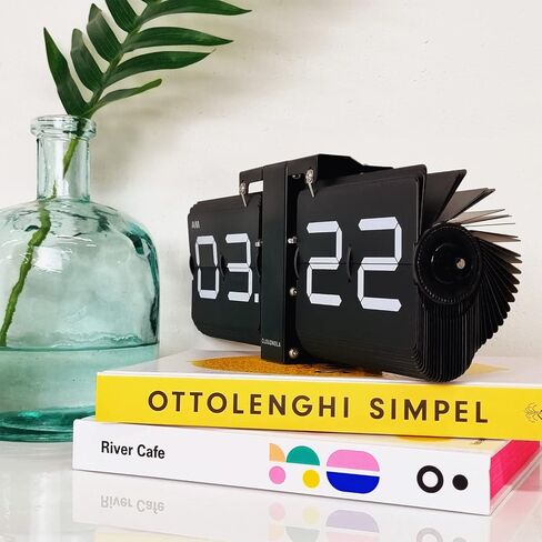 Cloudnola Flipping Out Wall and Tabletop Flip Clock, Battery Operated Digital Display (Black/Black) in Saudi Arabia