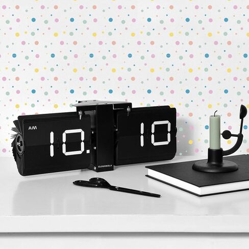 Cloudnola Flipping Out Wall and Tabletop Flip Clock, Battery Operated Digital Display (Black/Black) in Saudi Arabia