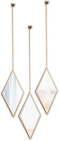 Ytwmzzz Mirror Wall Decor, Gold,Hanging Mirror, Decorative Mirror, Diamond Shaped Modern Aesthetic Mirror Art for Bedroom Living Room Home Entryway Decor, 3 PCS in Saudi Arabia