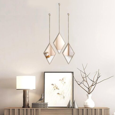 Ytwmzzz Mirror Wall Decor, Gold,Hanging Mirror, Decorative Mirror, Diamond Shaped Modern Aesthetic Mirror Art for Bedroom Living Room Home Entryway Decor, 3 PCS in Saudi Arabia