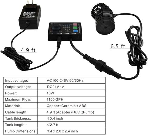DOMICA Aquarium Wave Maker Power head with Magnet Suction Base and Controller for 10 to 50 Gallon Fresh or Saltwater Tank, Fish Tank Circulation Pump in Kuwait