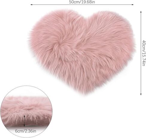ان يو اكس ان سجادة من جلد الغنم الصناعي على شكل قلب مقاس 40 × 50 سم ناعمة وطويلة ومنفوشة ومنفوشة، سجادة ارضية مزخرفة لغرفة النوم والاريكة مقاس 40 × 50 سم، لون بينك 16185009340 in Kuwait