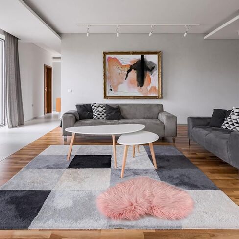 ان يو اكس ان سجادة من جلد الغنم الصناعي على شكل قلب مقاس 40 × 50 سم ناعمة وطويلة ومنفوشة ومنفوشة، سجادة ارضية مزخرفة لغرفة النوم والاريكة مقاس 40 × 50 سم، لون بينك 16185009340 in Kuwait