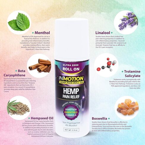 InMotion Hemp Roll On for Pain - 2 Pack Premium Ultra Strength Fast Acting, Long Lasting, Odorless Hemp Oil Roll On Pain Reliever for Joint, Muscle, & Back (2) in Saudi Arabia