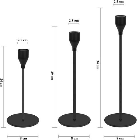 H-Tesco Set of 3 Matte Black Candle Holders for Taper Candles, Modern Decorative Candlestick Holder for Table, Centerpiece for Wedding, Dinning, Party, Fits Thick&Led Candles in Saudi Arabia