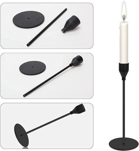 H-Tesco Set of 3 Matte Black Candle Holders for Taper Candles, Modern Decorative Candlestick Holder for Table, Centerpiece for Wedding, Dinning, Party, Fits Thick&Led Candles in Saudi Arabia