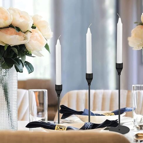 H-Tesco Set of 3 Matte Black Candle Holders for Taper Candles, Modern Decorative Candlestick Holder for Table, Centerpiece for Wedding, Dinning, Party, Fits Thick&Led Candles in Saudi Arabia