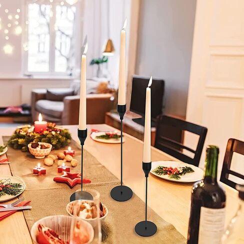 H-Tesco Set of 3 Matte Black Candle Holders for Taper Candles, Modern Decorative Candlestick Holder for Table, Centerpiece for Wedding, Dinning, Party, Fits Thick&Led Candles in Saudi Arabia