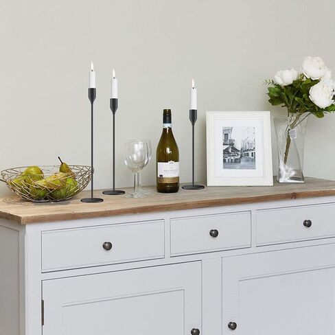 H-Tesco Set of 3 Matte Black Candle Holders for Taper Candles, Modern Decorative Candlestick Holder for Table, Centerpiece for Wedding, Dinning, Party, Fits Thick&Led Candles in Saudi Arabia